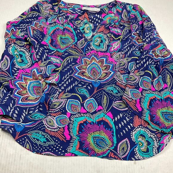 Alice Trixie Silk Blouse Floral Colorful Flared 3/4 Sleeve Lightweight Shirt XS - Picture 2 of 12